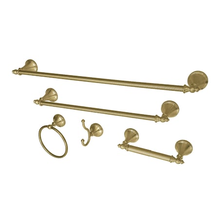 Kingston Brass BAHK1612478BB 5-Piece Bathroom Accessory Set, Brushed Brass BAHK1612478BB